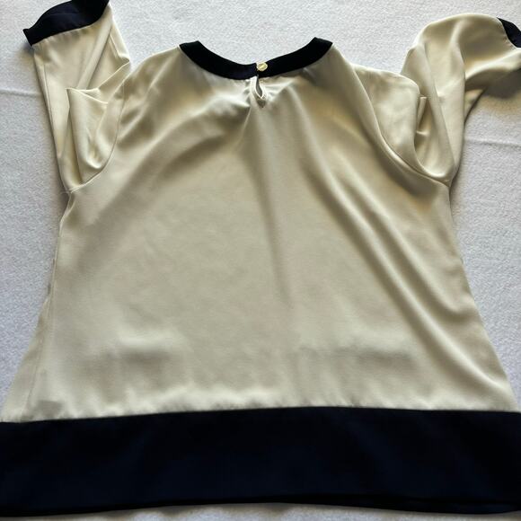 Talbots Colorblock Nautical Sailor Top Navy Cream Gold Buttons Size Medium - Picture 7 of 8